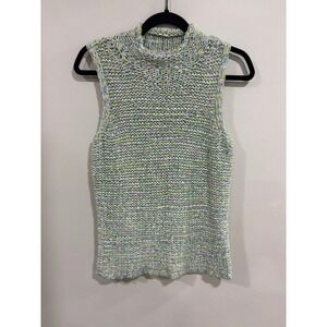 JH Collectibles Sleeveless Mock Neck Marled Knit Sweater Top Pastel M Y2k Spring